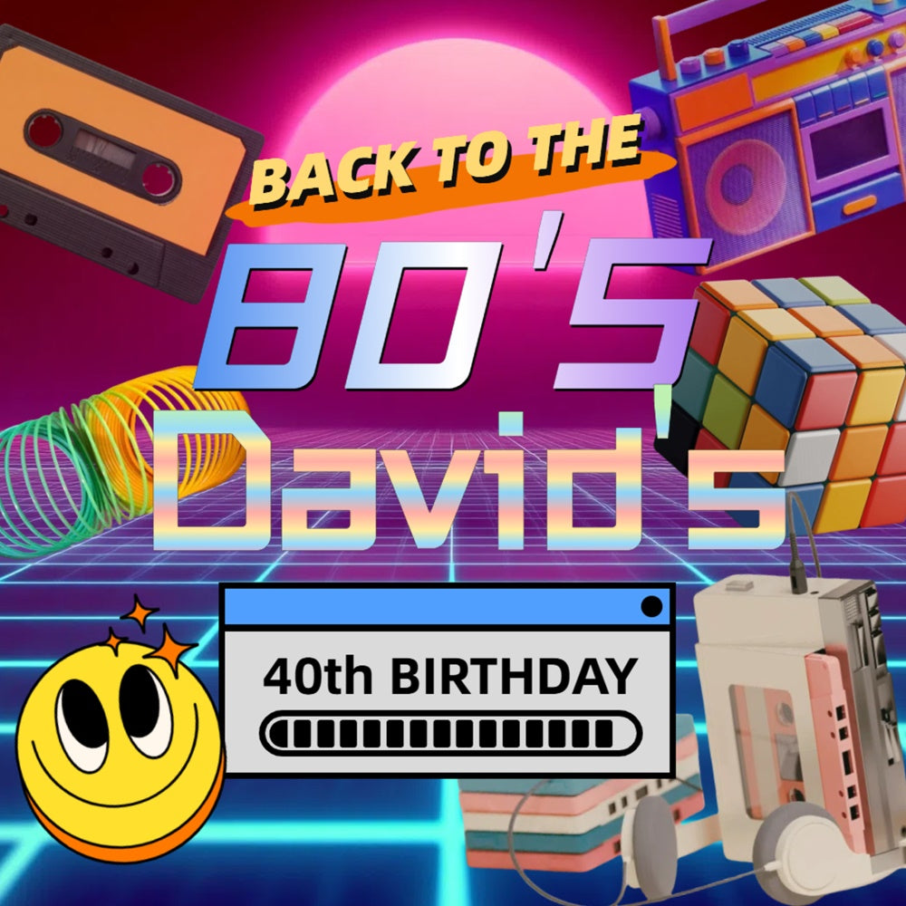 40th Birthday Backdrop Laser Grid Retro Nostalgia Custom 80's Backdrop UK CSH5-14