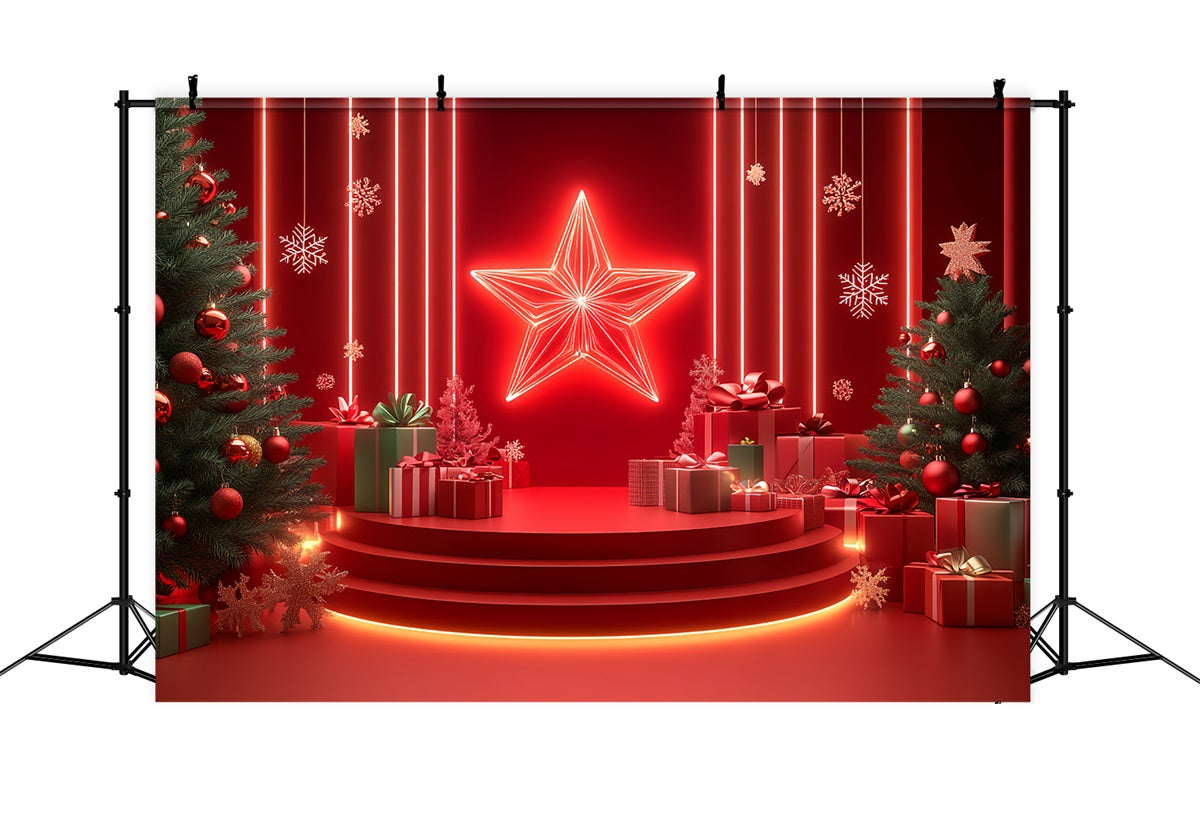Christmas Stage Backdrops Holiday Stage Neon Gift Backdrop UK CSH5-149