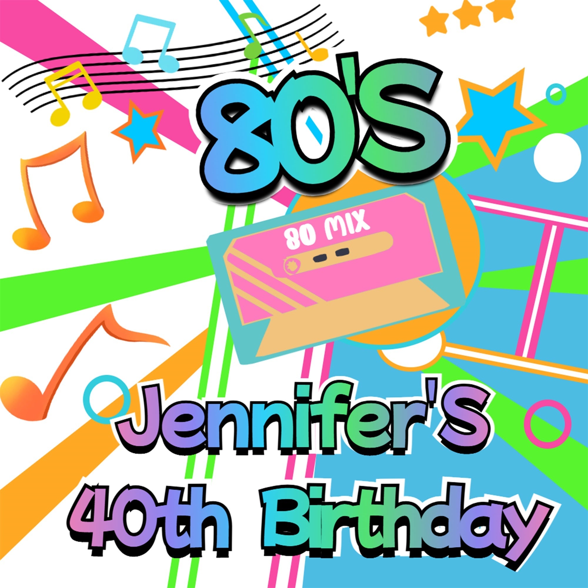 40th Birthday Backdrop Tape Music Note Custom 80s Photo Backdrop UK CSH5-15