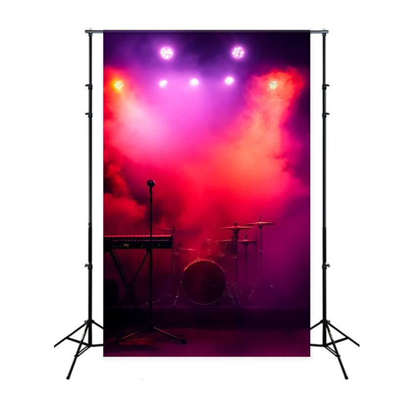 Concert Stage Backdrop Smoke Lights Concert Night Backdrop UK CSH5-151