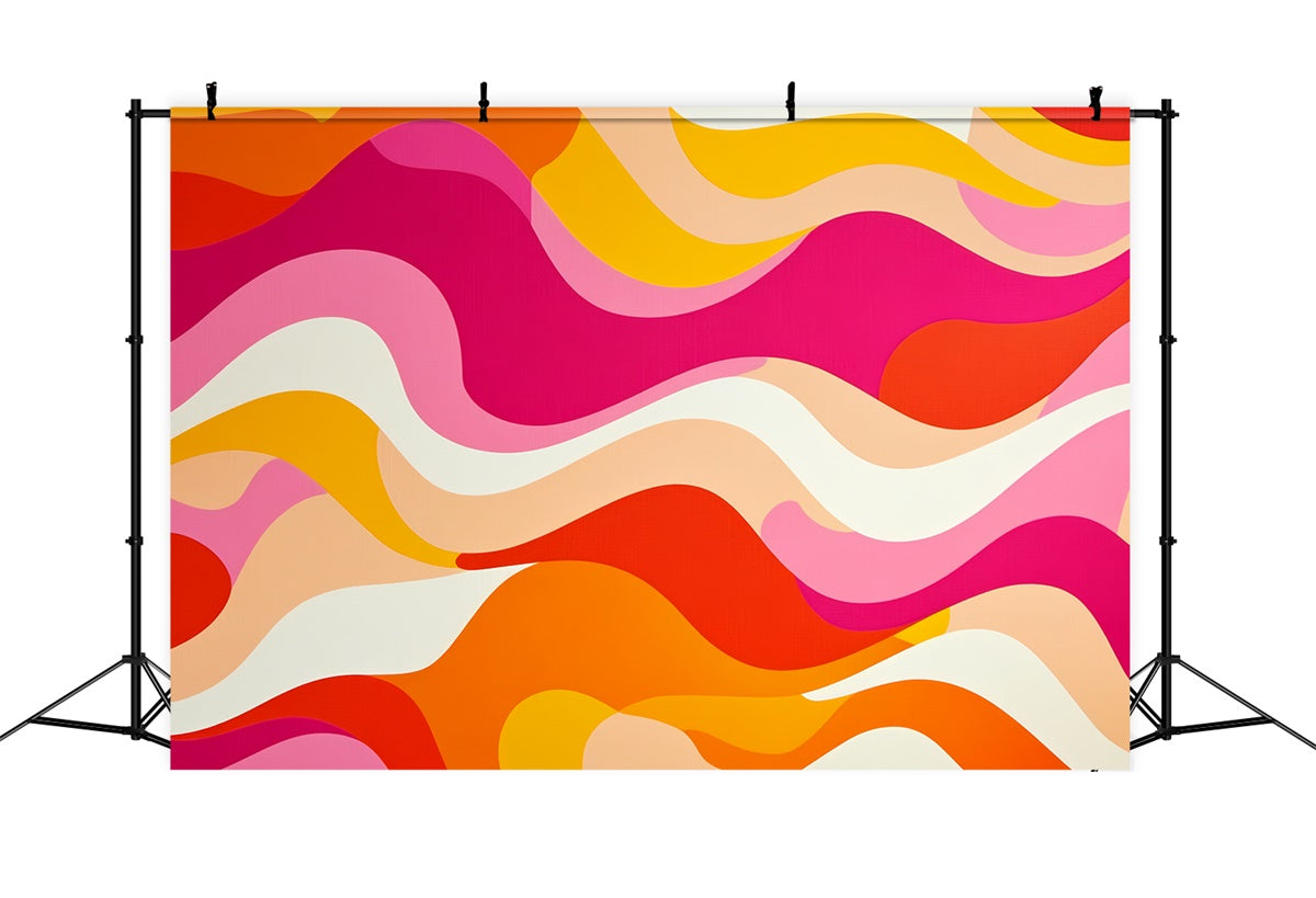 70s Photo Backdrop Retro Pink Orange Wave Backdrop UK CSH5-173
