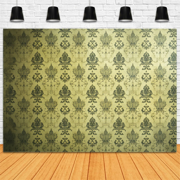 70s Photo Backdrop Faded Luxury Gold Damask Backdrop UK CSH5-178