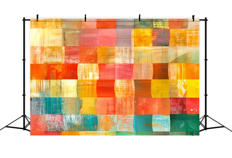 70s Photo Backdrop Vibrant Paint Grid Retro Backdrop UK CSH5-180