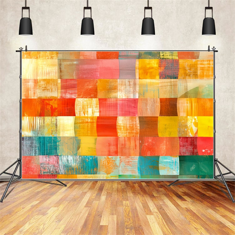 70s Photo Backdrop Vibrant Paint Grid Retro Backdrop UK CSH5-180