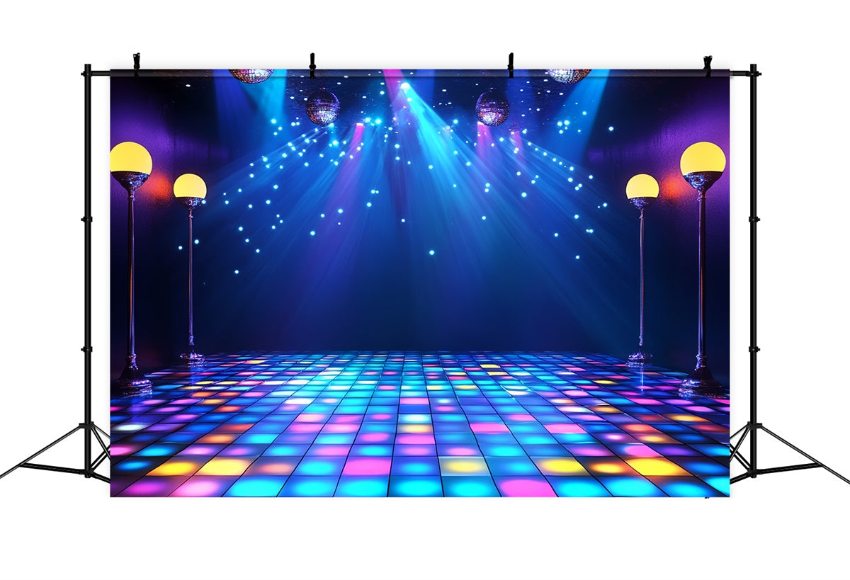 80s Photo Backdrop Disco Lights Floor Retro Backdrop UK CSH5-182
