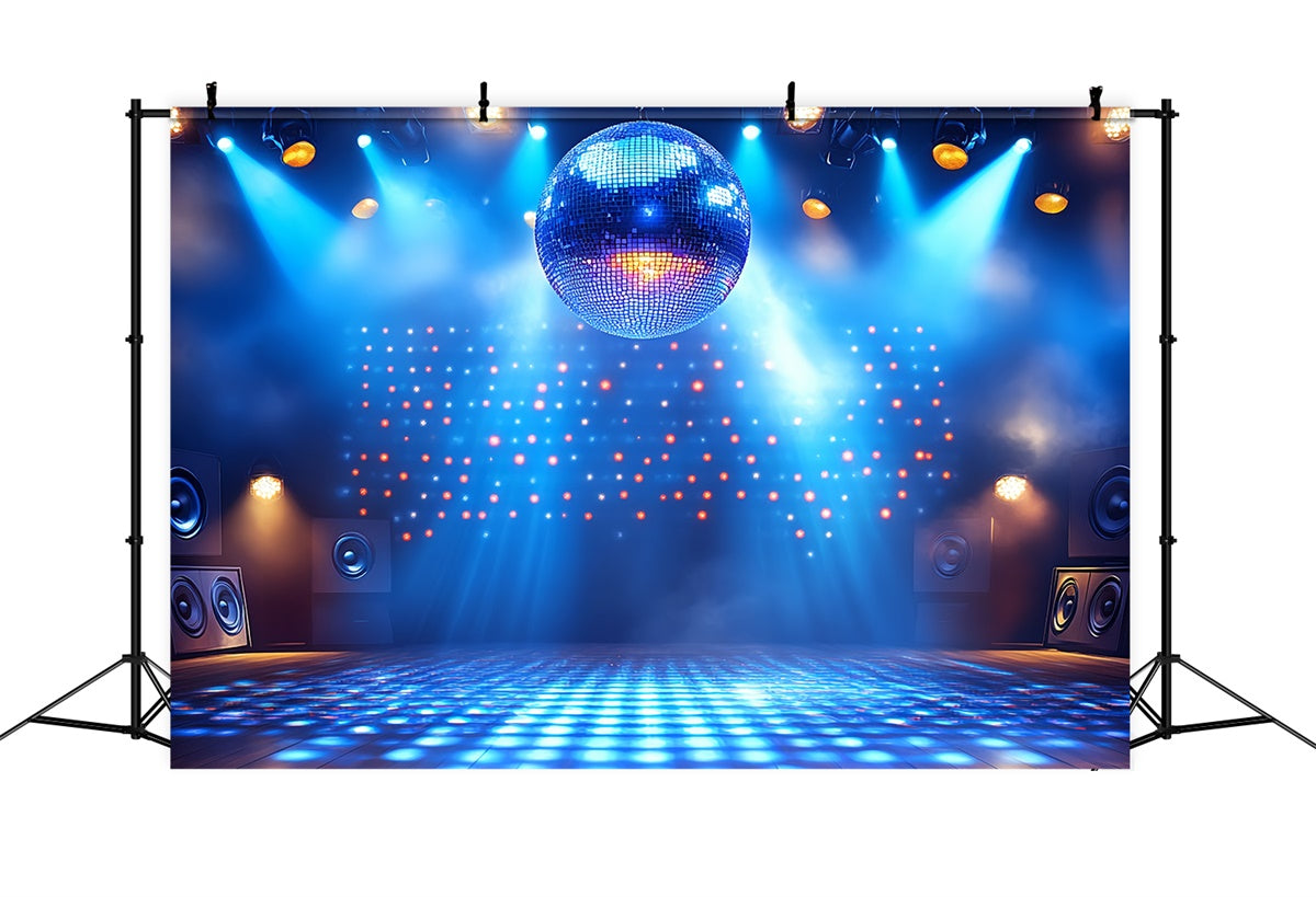 80's Backdrop Blue Disco Ball Stage Retro Backdrop UK CSH5-186