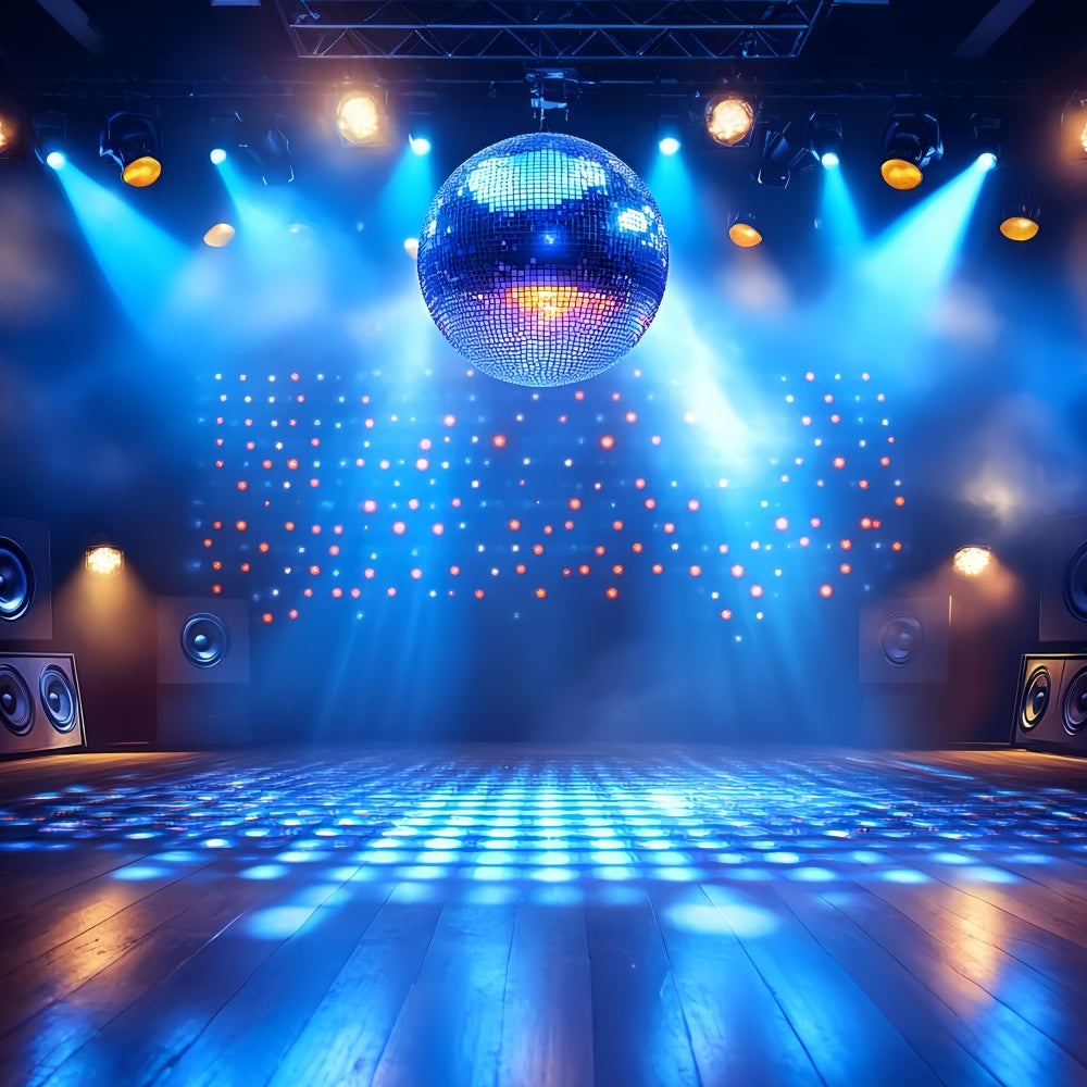 80's Backdrop Blue Disco Ball Stage Retro Backdrop UK CSH5-186