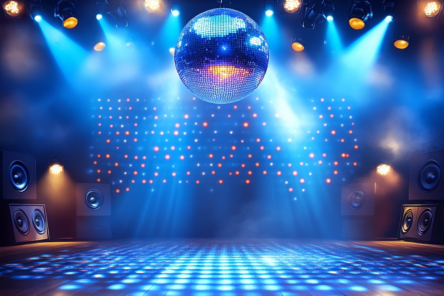 80's Backdrop Blue Disco Ball Stage Retro Backdrop UK CSH5-186