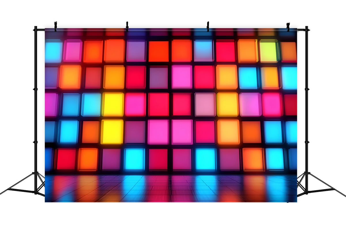 80s Photo Backdrop Vintage Neon Block Wall Backdrop UK CSH5-188