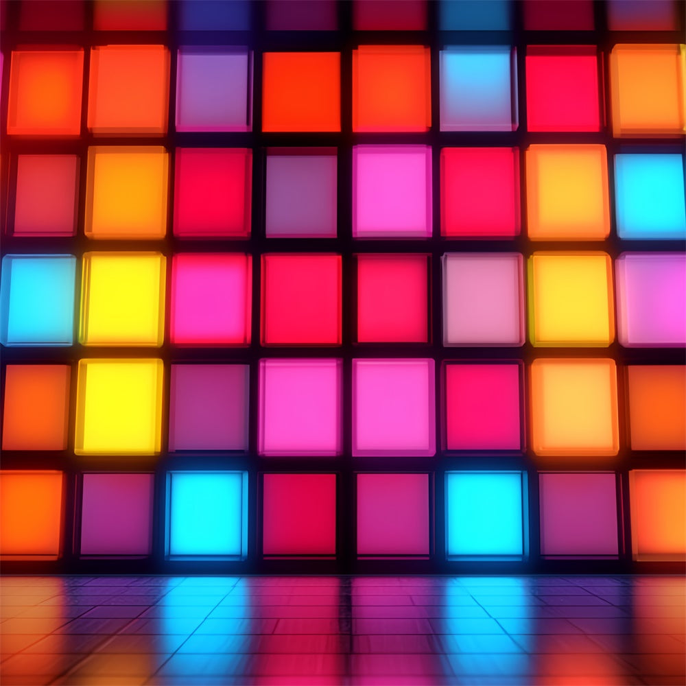 80s Photo Backdrop Vintage Neon Block Wall Backdrop UK CSH5-188