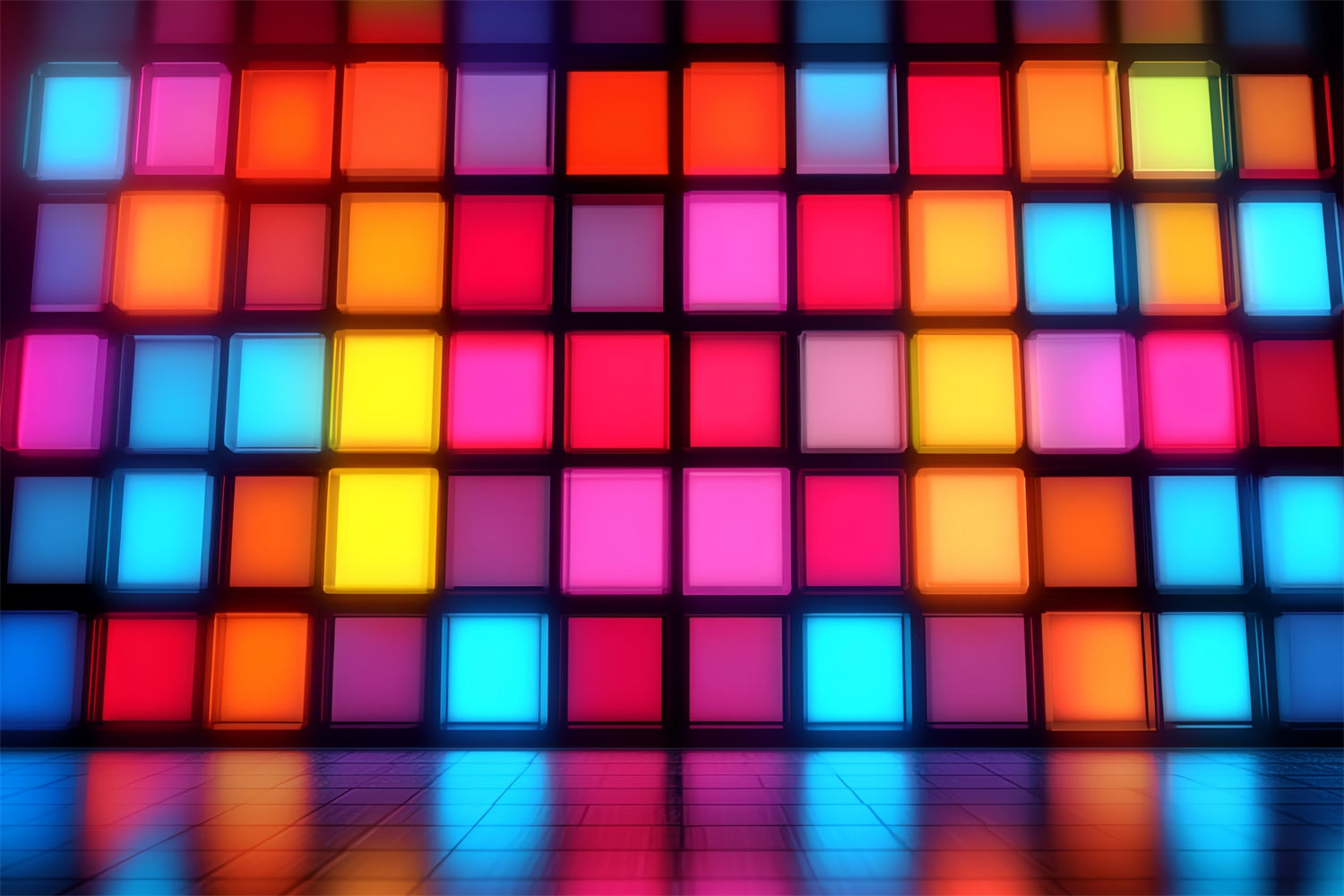 80s Photo Backdrop Vintage Neon Block Wall Backdrop UK CSH5-188