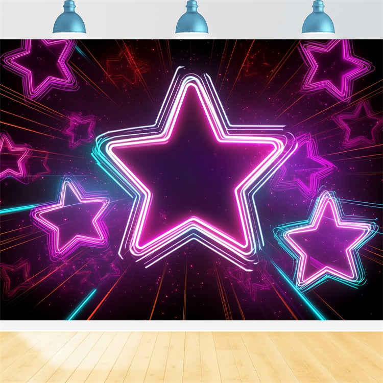 80's Photo Backdrop Radiant Neon Star Glow Backdrop UK CSH5-189