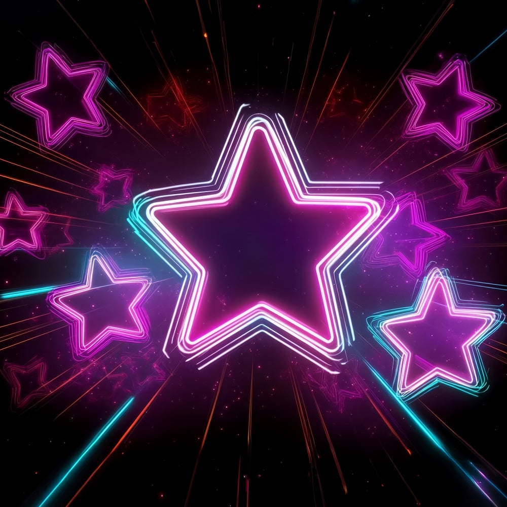 80's Photo Backdrop Radiant Neon Star Glow Backdrop UK CSH5-189