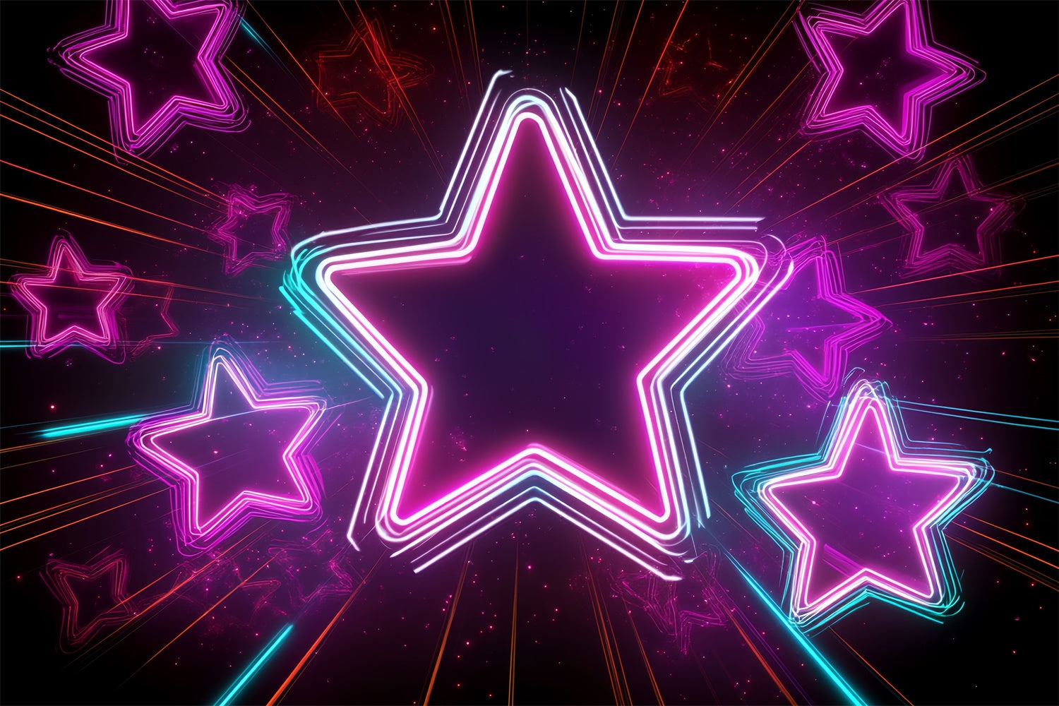 80's Photo Backdrop Radiant Neon Star Glow Backdrop UK CSH5-189