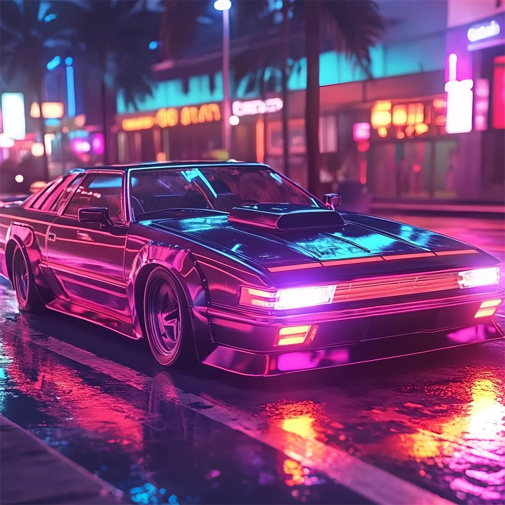 80s Photo Backdrop Street Lights Car Vintage Backdrop UK CSH5-190