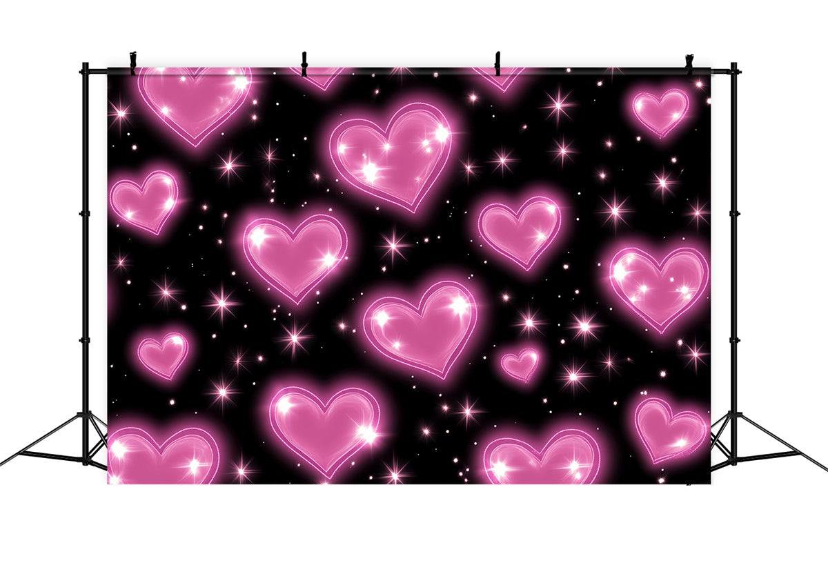 90s Photography Backdrops Neon Heart Glowing Backdrop UK CSH5-194
