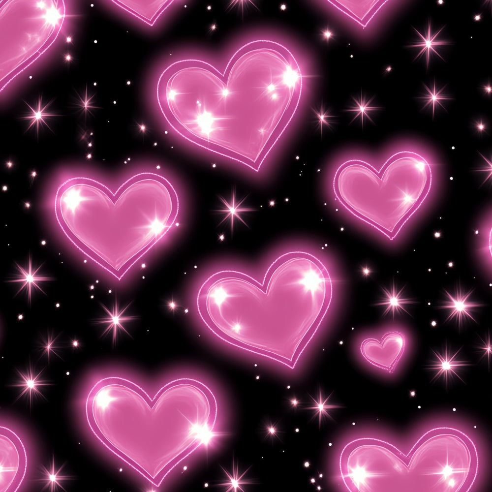 90s Photography Backdrops Neon Heart Glowing Backdrop UK CSH5-194