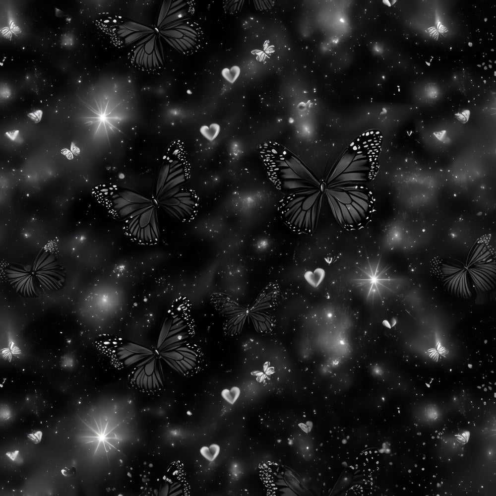 90s Backdrop Black Butterfly Glitter Hearts Backdrop UK CSH5-198