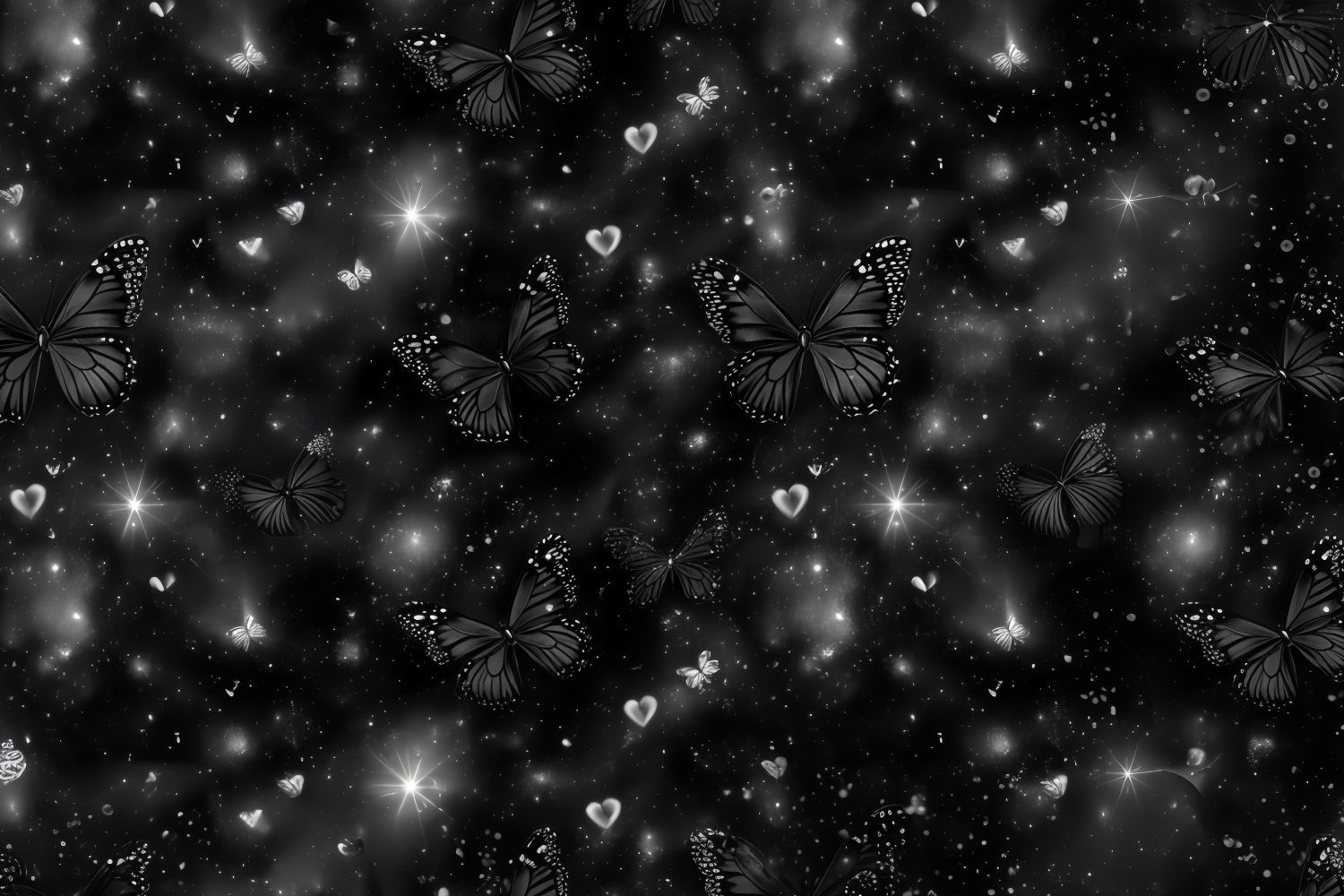 90s Backdrop Black Butterfly Glitter Hearts Backdrop UK CSH5-198