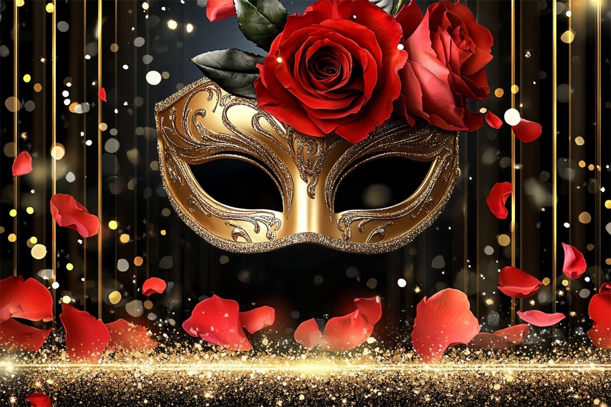 Masquerade Party Backdrop Romantic Red Rose Mask Backdrop UK CSH5-224
