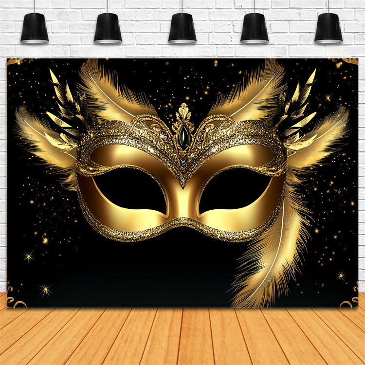 Masquerade Backdrops Royal Gold Mask Celebration Backdrop UK CSH5-231