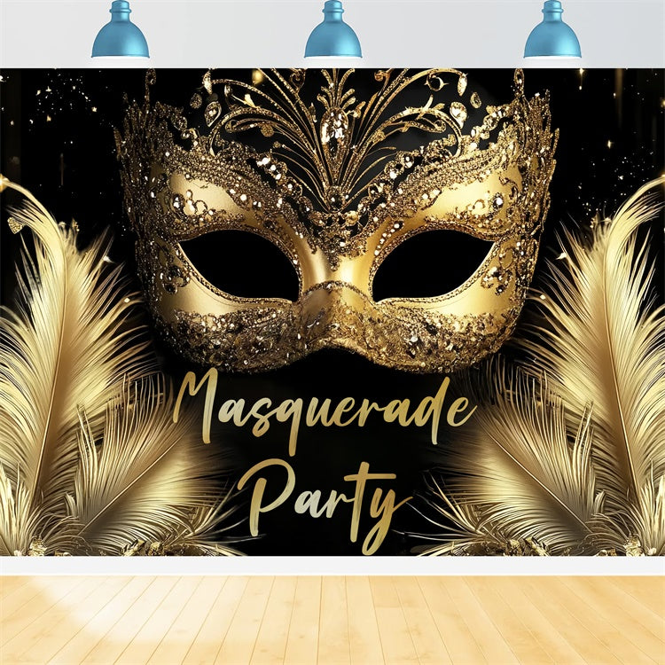 Masquerade Party Ideas Glitter Feather Gem Mask Backdrop UK CSH5-233