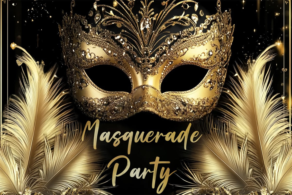 Masquerade Party Ideas Glitter Feather Gem Mask Backdrop UK CSH5-233