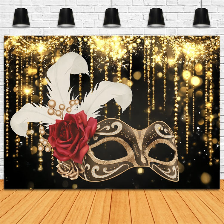 Masquerade Photo Backdrop Vintage Beaded Rose Mask Backdrop UK CSH5-234