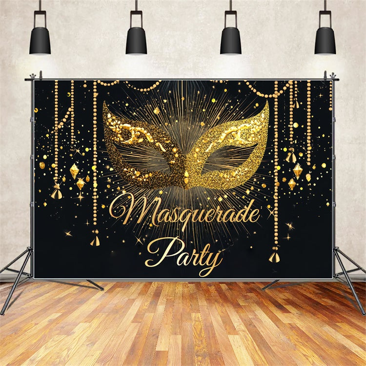 Masquerade Party Ideas Luxe Mask Beaded Strings Backdrop UK CSH5-235