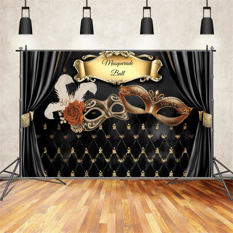 Masquerade Ball Backdrop Vintage Theater Curtain Mask Backdrop UK CSH5-238