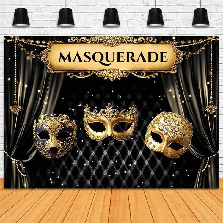 Masquerade Backdrops Black Curtain Elegant Mask Backdrop UK CSH5-240