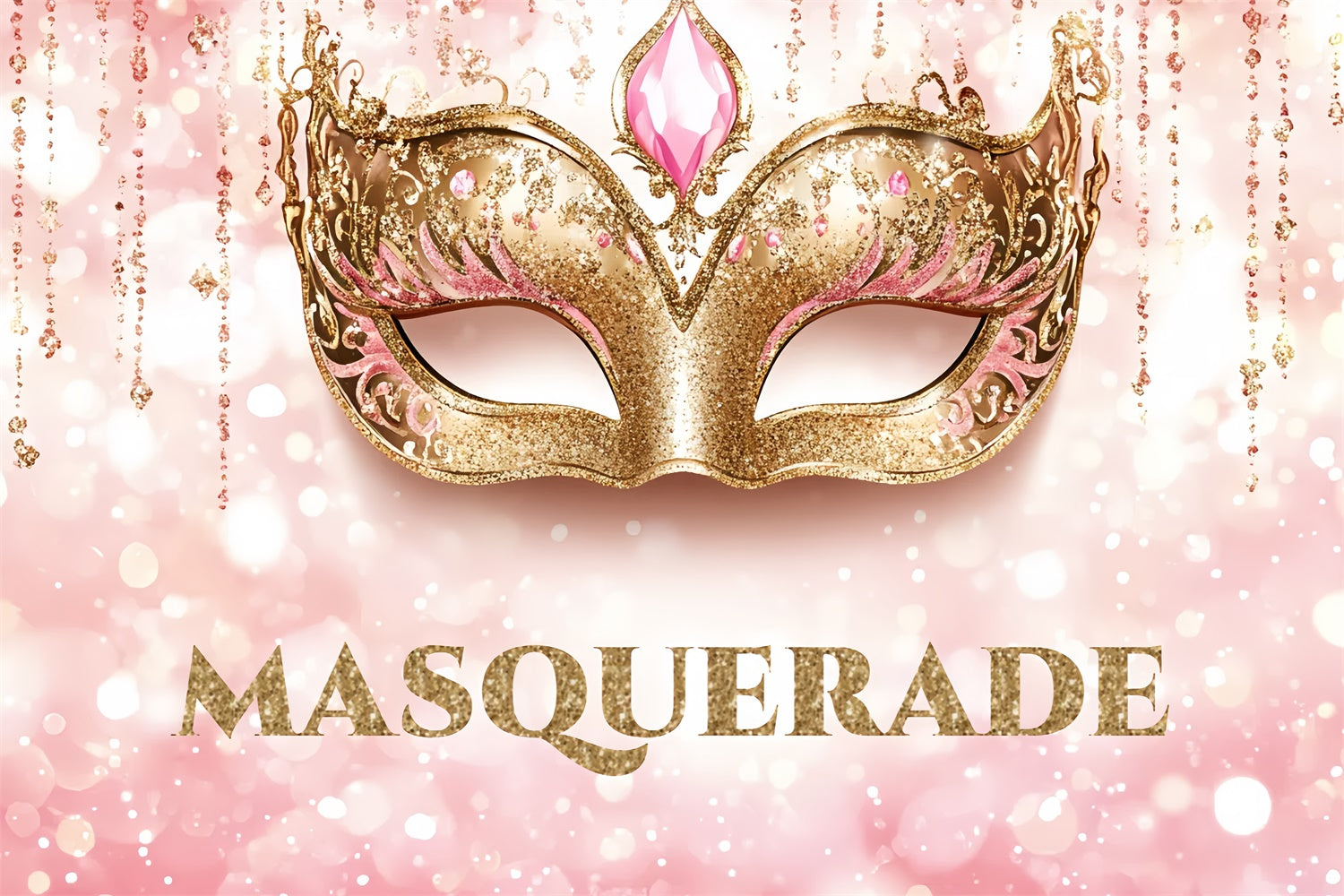 Masquerade Party Backdrop Fancy Sparkle Gold Mask Backdrop UK CSH5-243