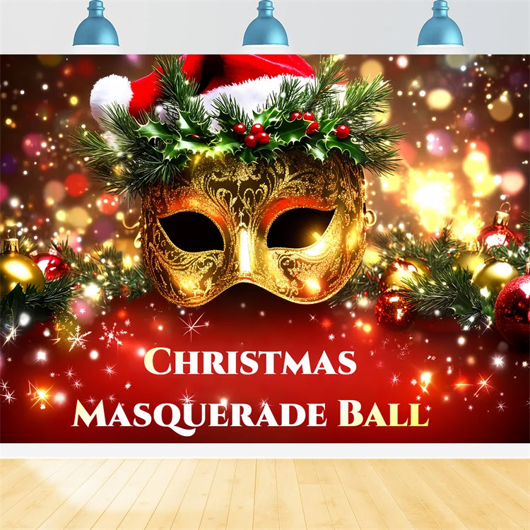 Masquerade Ball Backdrop Shiny Mask Christmas Theme Backdrop UK CSH5-245