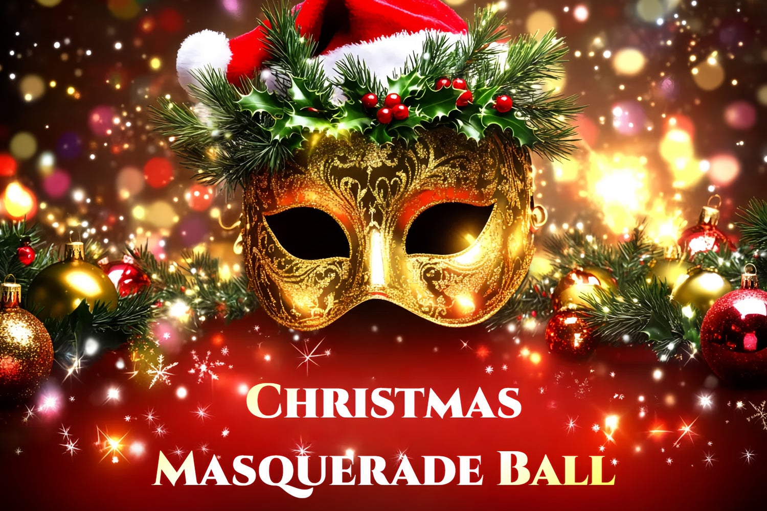 Masquerade Ball Backdrop Shiny Mask Christmas Theme Backdrop UK CSH5-245