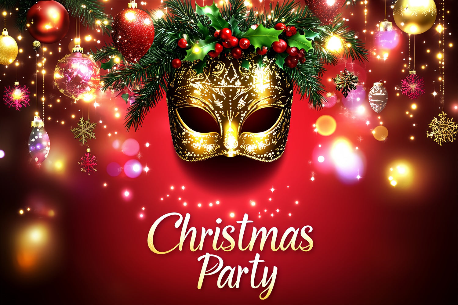 Masquerade Backdrops Christmas Radiant Golden Mask Backdrop UK CSH5-246