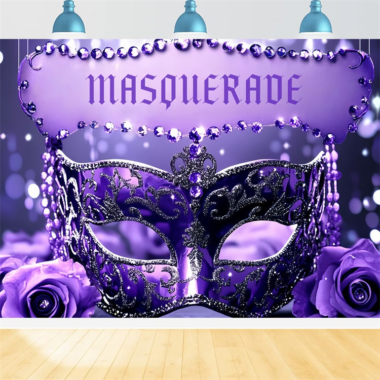 Masquerade Backdrop Design Purple Glam Gemstone Mask Backdrop UK CSH5-251