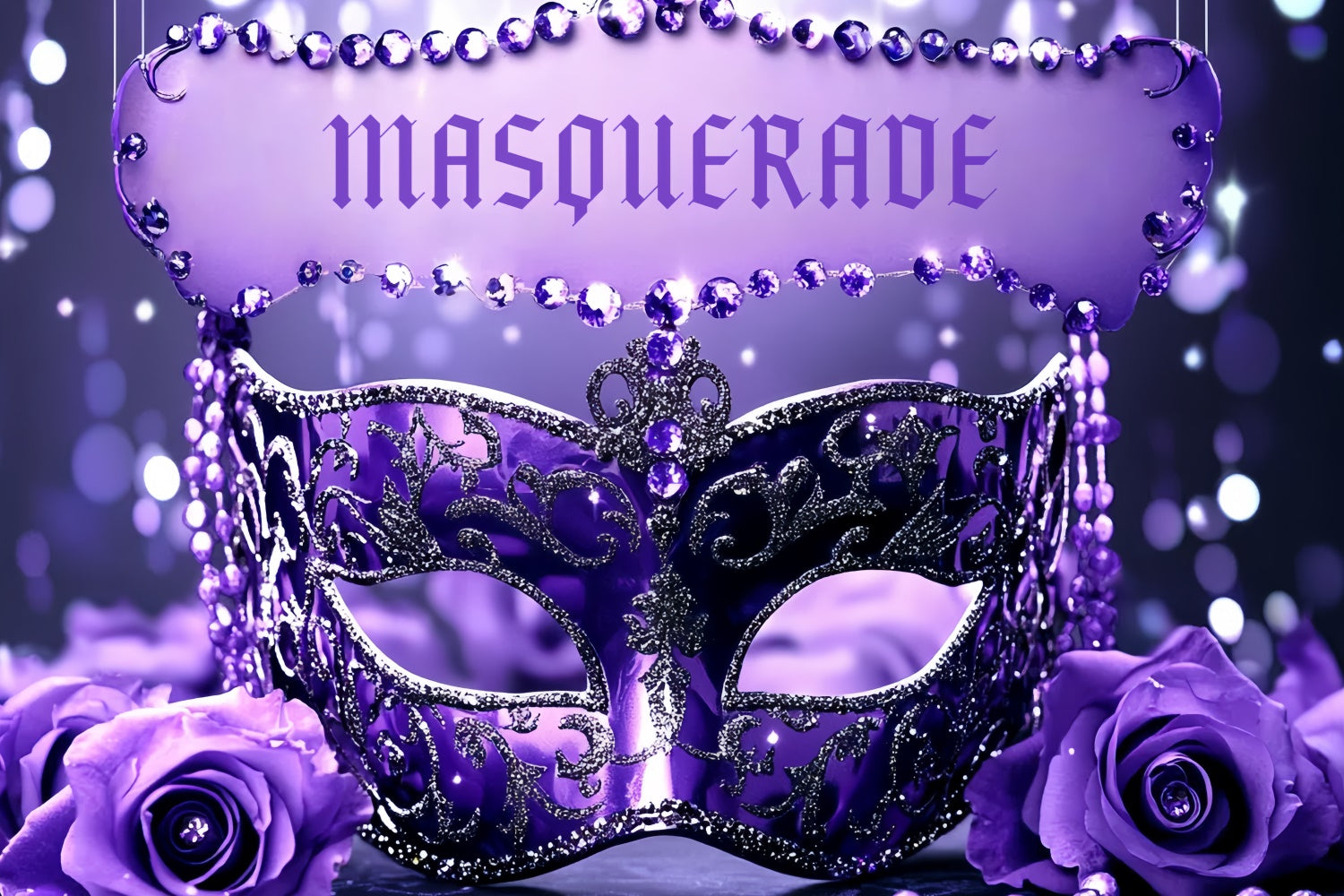 Masquerade Backdrop Design Purple Glam Gemstone Mask Backdrop UK CSH5-251