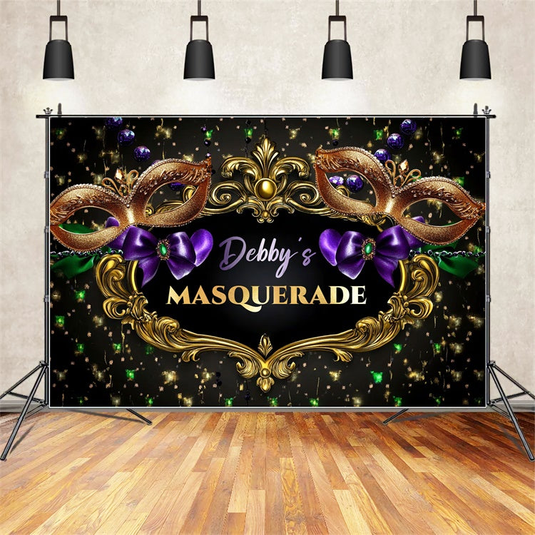 Masquerade Photo Backdrop Sparkling Luxury Mask Customized Backdrop UK CSH5-256