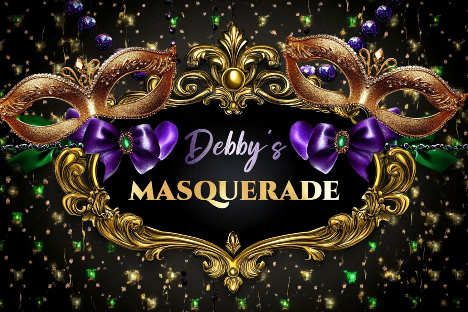Masquerade Photo Backdrop Sparkling Luxury Mask Customized Backdrop UK CSH5-256