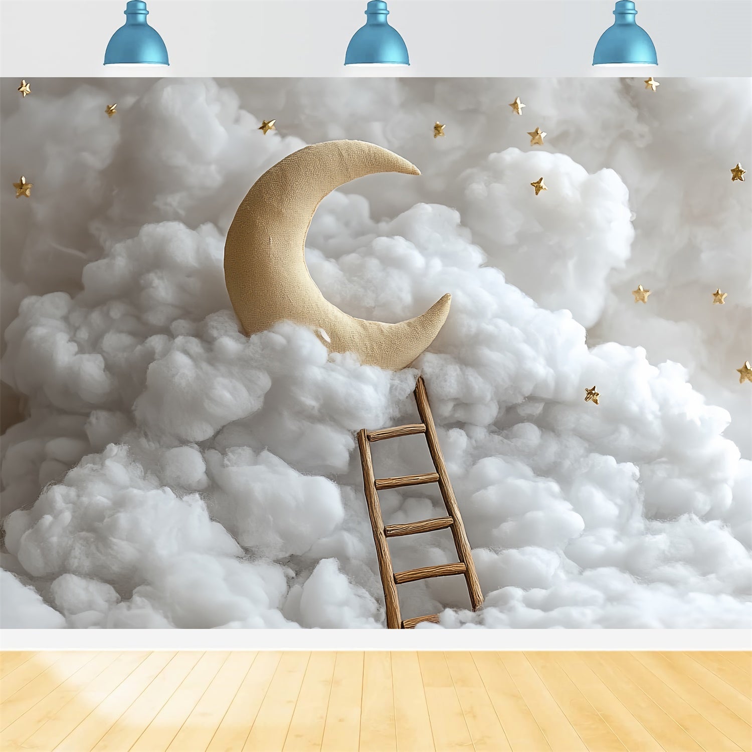 Moon and Stars Backdrop Golden Moon Climb Newborn Backdrop UK CSH5-261