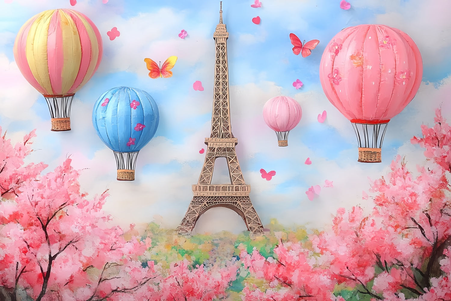 Newborn Photoshoot Backdrop Balloon Ride Paris Backdrop UK CSH5-268