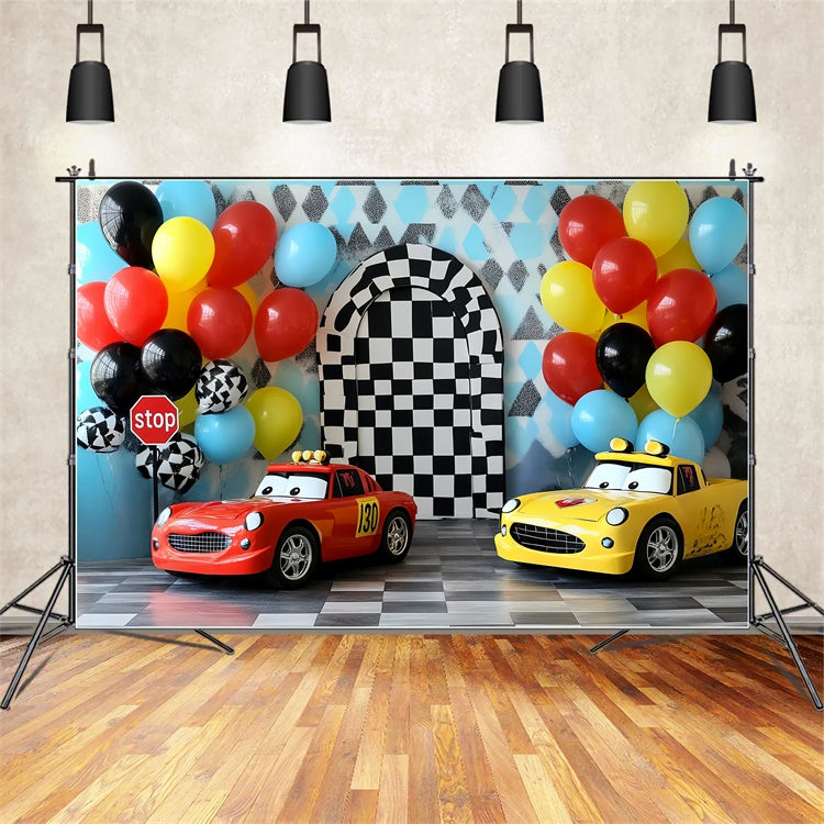 Photography Backdrops For Kids Mini Race Car Backdrop UK CSH5-272