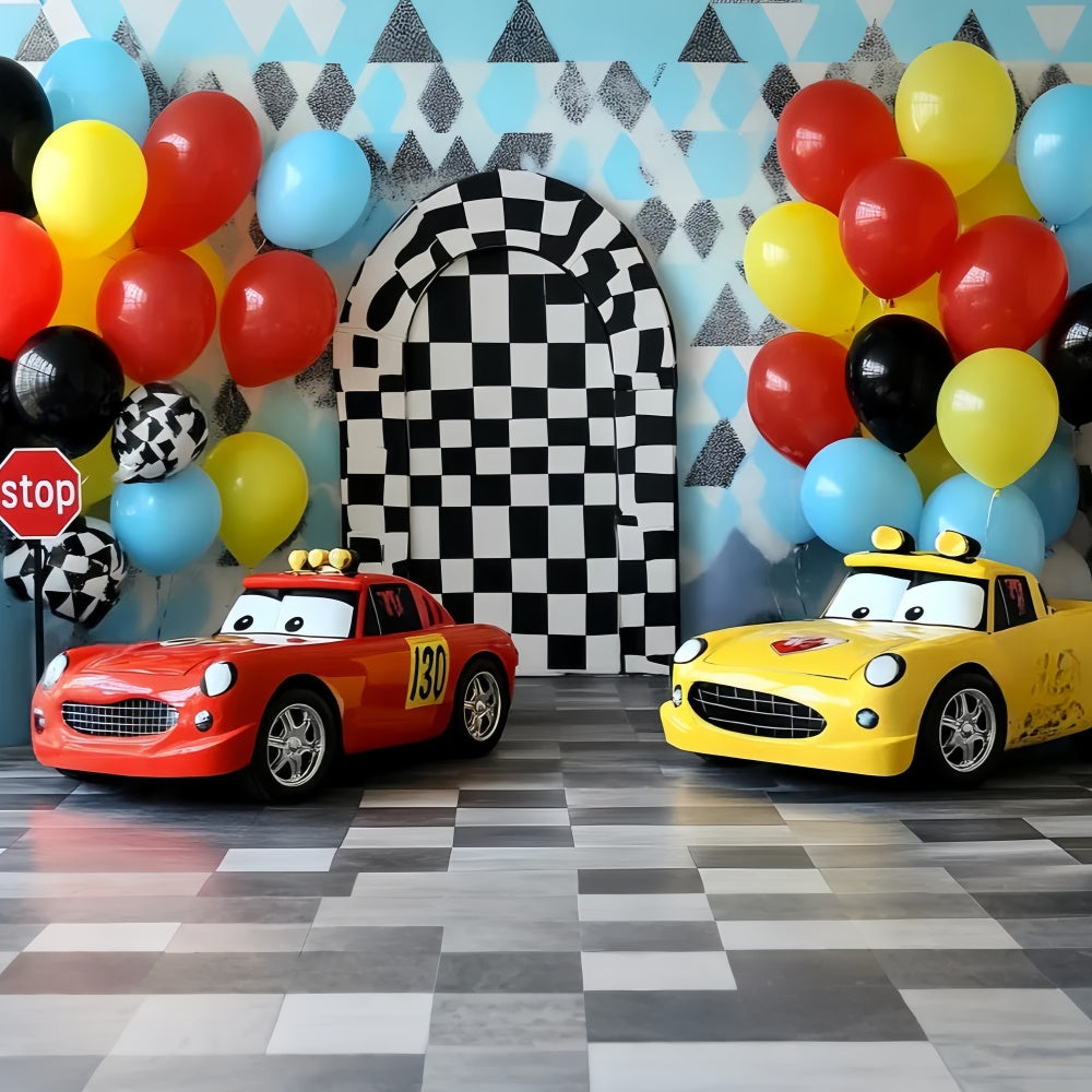 Photography Backdrops For Kids Mini Race Car Backdrop UK CSH5-272