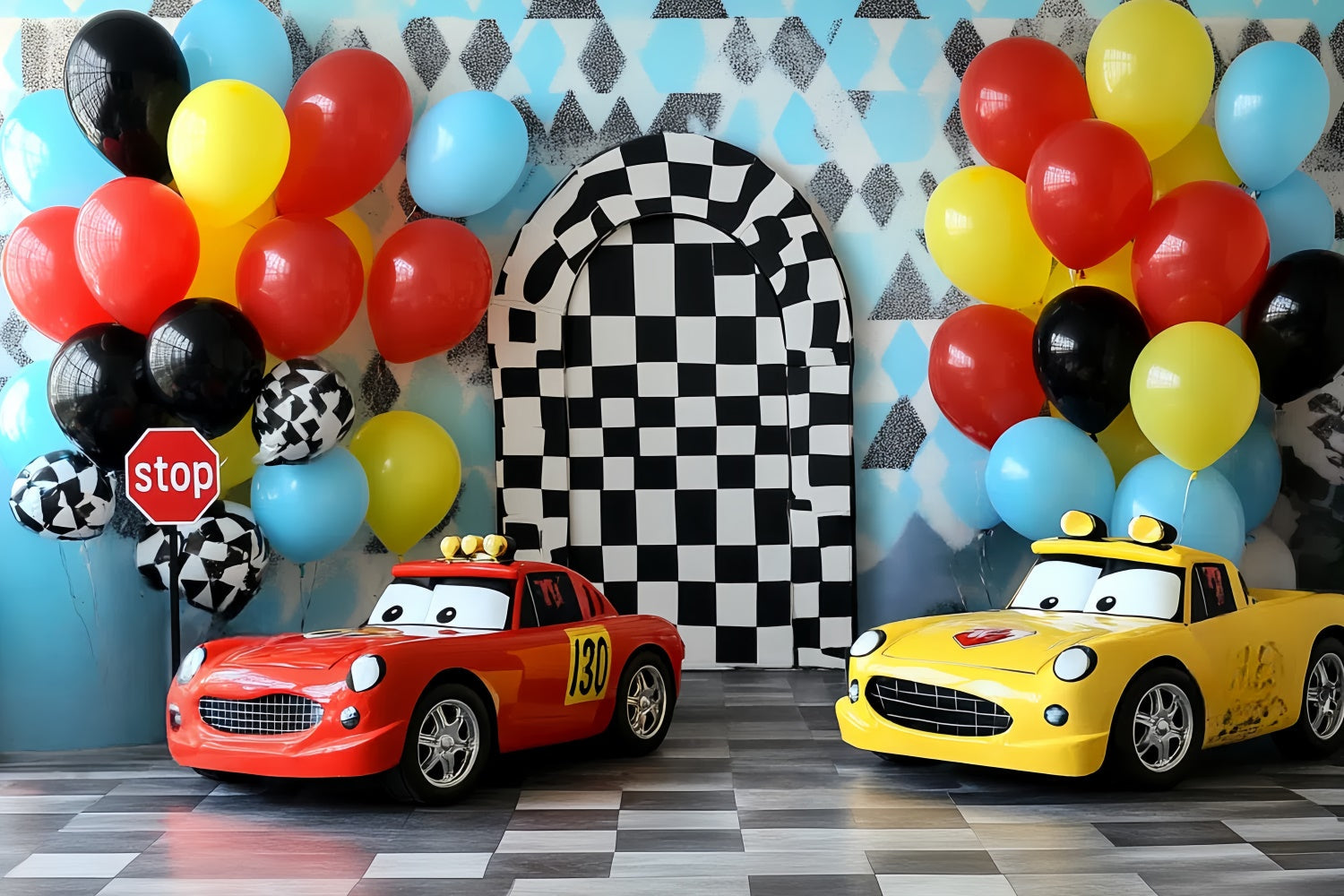 Photography Backdrops For Kids Mini Race Car Backdrop UK CSH5-272