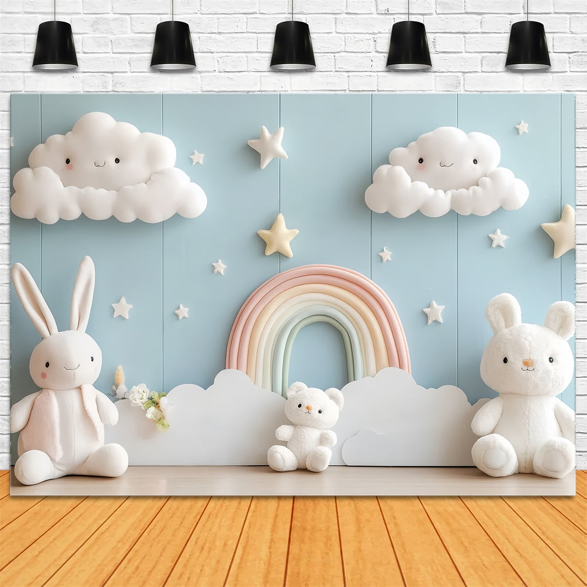 Newborn Photography Backdrops Bunny Rainbow Cloud Backdrop UK CSH5-278