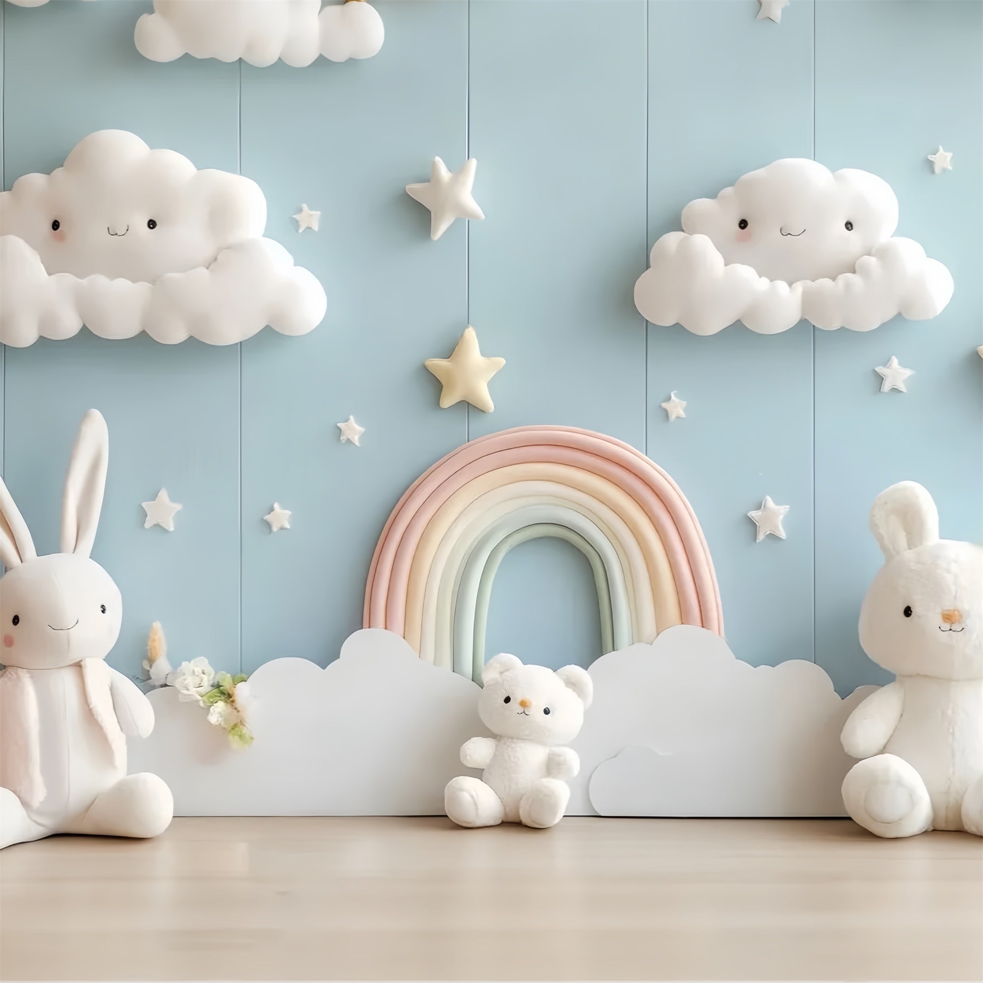 Newborn Photography Backdrops Bunny Rainbow Cloud Backdrop UK CSH5-278