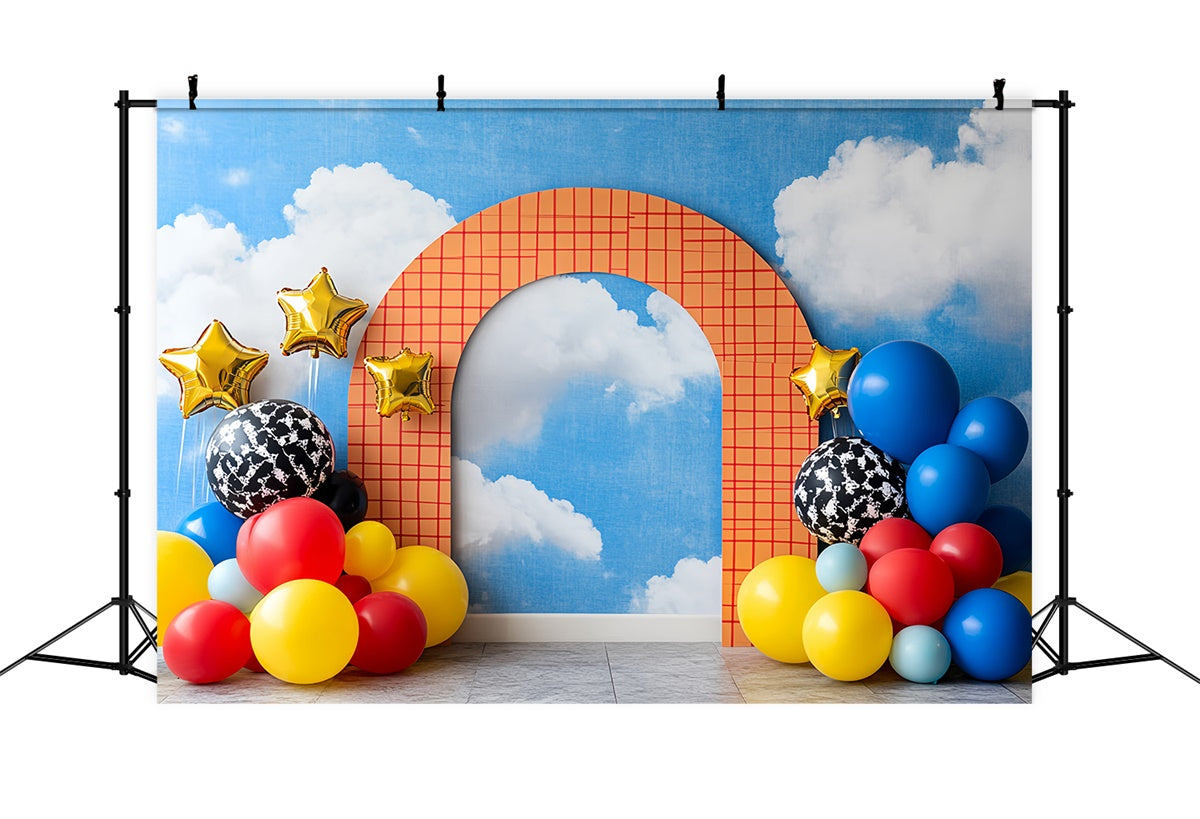 Kids Photo Backdrop Blue Sky Balloon Dream Backdrop UK CSH5-284