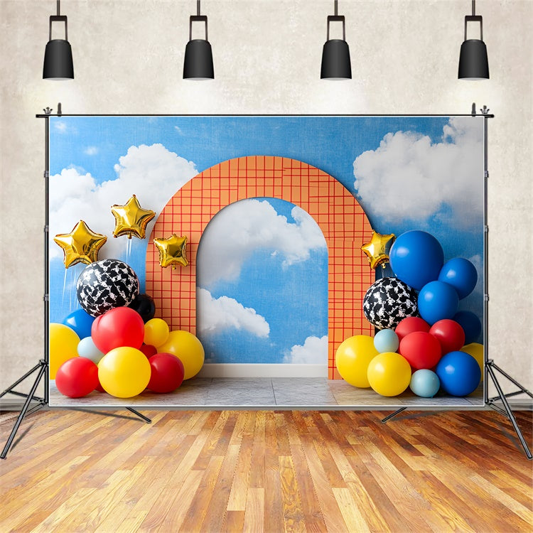 Kids Photo Backdrop Blue Sky Balloon Dream Backdrop UK CSH5-284