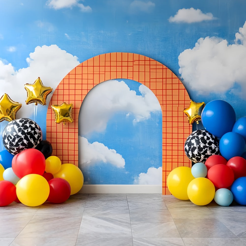Kids Photo Backdrop Blue Sky Balloon Dream Backdrop UK CSH5-284