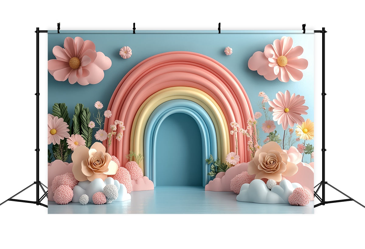 Newborn Backdrops Delicate Arch Floral Pastel Backdrop UK CSH5-285